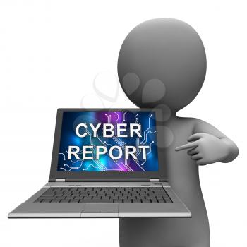 Cyber Report Digital Analytics Results 3d Rendering Shows Cloud Computing Or Virtual Network Analysis And Review