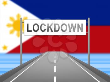 Philippines lockdown preventing coronavirus epidemic or outbreak. Covid 19 Pilipinas precaution to lock down disease infection - 3d Illustration