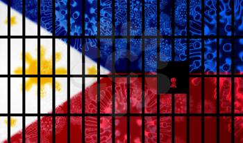 Philippines lockdown preventing coronavirus epidemic or outbreak. Covid 19 Pilipinas precaution to lock down disease infection - 3d Illustration