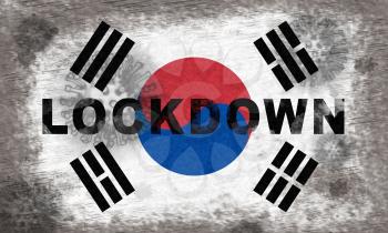 South Korea lockdown stopping ncov epidemic or outbreak. Covid 19 Korean ban to isolate disease infection - 3d Illustration