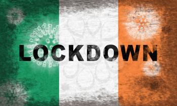Ireland lockdown preventing ncov epidemic or outbreak. Covid 19 Irish precaution to isolate disease infection - 3d Illustration