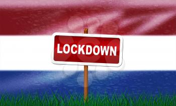 Netherlands lockdown preventing coronavirus epidemic or outbreak. Covid 19 Dutch precaution to lock down disease infection - 3d Illustration