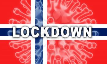 Norway lockdown stopping ncov epidemic or outbreak. Covid 19 Norwegian ban to isolate disease infection - 3d Illustration
