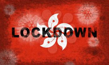 Hong Kong lockdown preventing coronavirus spread or outbreak. Covid 19 HK precaution to lock down virus infection - 3d Illustration