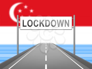 Singapore lockdown preventing ncov epidemic or outbreak. Covid 19 Singaporean precaution to isolate disease infection - 3d Illustration