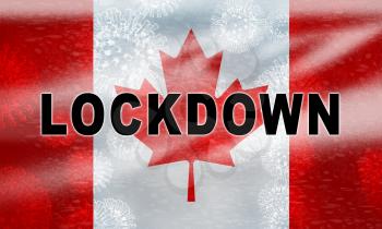Canada lockdown preventing coronavirus spread or outbreak. Covid 19 canadian precaution to lock down virus infection - 3d Illustration