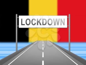 Belgium lockdown preventing coronavirus epidemic or outbreak. Covid 19 belgian precaution to lock down disease infection - 3d Illustration