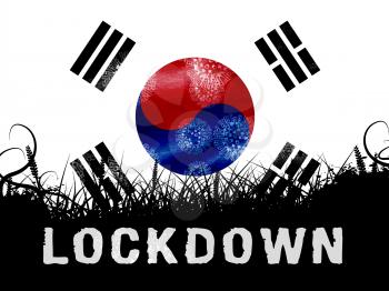 South Korea lockdown slowing ncov epidemic or outbreak. Covid 19 Korean ban to isolate disease infection - 3d Illustration