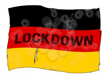 German lockdown stopping ncov epidemic or outbreak. Covid 19 Germany ban to isolate disease infection - 3d Illustration