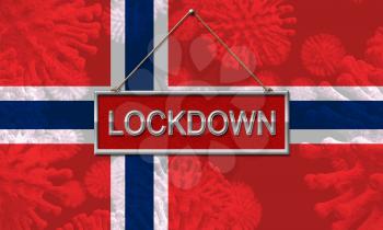 Norway lockdown stopping ncov epidemic or infection. Covid 19 Norwegian ban to isolate disease infection - 3d Illustration