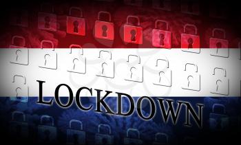 Holland lockdown preventing Netherlands coronavirus epidemic or outbreak. Covid 19 Dutch precaution to lock down disease infection - 3d Illustration