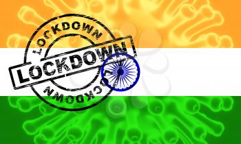 India lockdown preventing covid19 epidemic and outbreak. Covid 19 Indian precaution to isolate disease infection - 3d Illustration