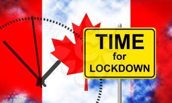 Canada lockdown preventing coronavirus pandemic and outbreak. Covid 19 canadian precaution to lock down disease infection - 3d Illustration