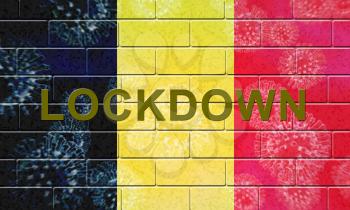 Belgium lockdown to control coronavirus epidemic or outbreak. Covid 19 belgian restriction to lock down disease infection - 3d Illustration