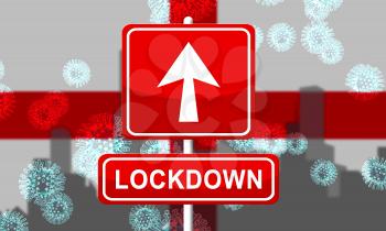 England lockdown confinement to prevent coronavirus spread or outbreak. Covid 19 English precaution to lock down virus infection - 3d Illustration