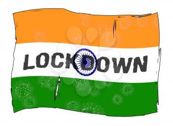India lockdown preventing covid19 epidemic and outbreak. Covid 19 Indian precaution to isolate disease infection - 3d Illustration