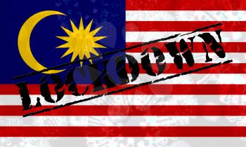 Malaysian lockdown stopping ncov epidemic or outbreak. Covid 19 Malaysia ban to isolate disease infection - 3d Illustration