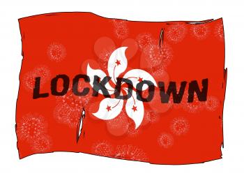 Hong Kong lockdown preventing covid19 spread and outbreak. Covid 19 HK precaution to lock down virus infection - 3d Illustration