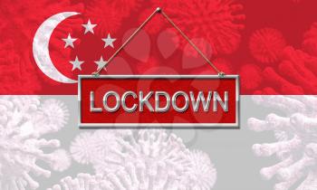 Singapore lockdown preventing ncov pandemic and outbreak. Covid 19 Singaporean precaution to isolate disease infection - 3d Illustration