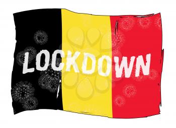 Belgium lockdown controlling coronavirus epidemic or outbreak. Covid 19 belgian restriction to lock down disease infection - 3d Illustration