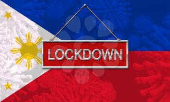 Philippines lockdown or shutdown preventing coronavirus epidemic outbreak. Covid 19 Pilipinas aim to lock down disease infection - 3d Illustration