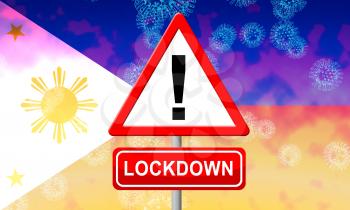 Philippines lockdown or shutdown to stop coronavirus epidemic outbreak. Covid 19 Pilipinas aim to lock down disease infection - 3d Illustration