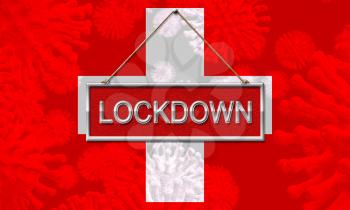 Swiss lockdown preventing coronavirus pandemic outbreak. Covid 19 Switzerland precaution to lock down disease infection - 3d Illustration