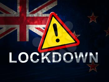 New Zealand lockdown sign against coronavirus covid-19. NZ Stay home order to enforce self isolation and stop infection - 3d Illustration
