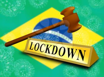 Brazil lockdown in solitary confinement or stay home. Brazilian lock down from covid-19 pandemic - 3d Illustration