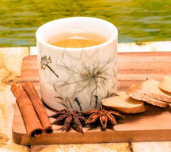 Chinese Ginger Tea Showing Herbals Organic And Refreshed