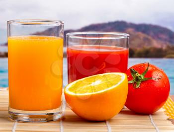 Fresh Juices Indicating Citrus Fruit And Orange