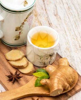 Healthy Ginger Tea Representing Well Natural And Refresh