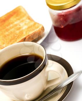 Toast And Coffee Representing Fruit Preserves And Caffeine