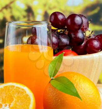 Healthy Orange Drink Showing Freshly Squeezed Juice And Freshly Squeezed Juice