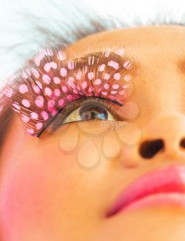 False Eyelashes Beauty Showing Eyelash Closeup Girl