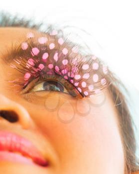 Artificial Eyelashes Beauty Showing Eyelash Closeup Girl