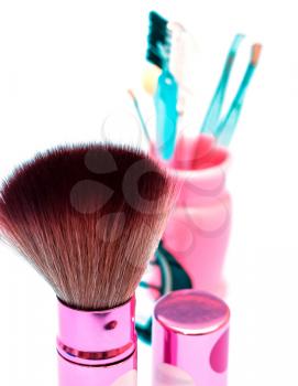 Makeup Foundation Brush Indicating Beauty Products And Face