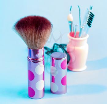 Foundation Makeup Brush Representing Beauty Product And Applicator