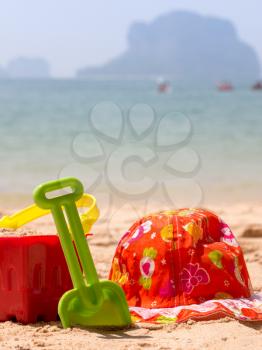 Bucket And Spade By The Ocean Shows Summer Vacation