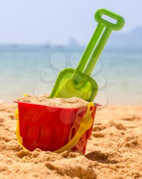 Bucket By The Ocean Shows Summer Holiday Vacation