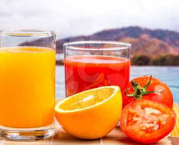 Refreshing Juice Representing Orange Slice And Healthy