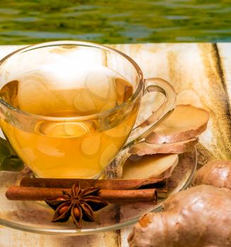 Tea On Patio Showing Herbal Beverage And Teas