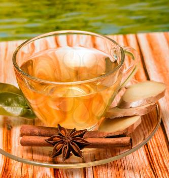 Spiced Ginger Tea Representing Refreshments Herbals And Teas