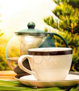 Green Tea Break Indicating Beverage Cafes And Beverages