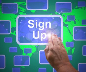 Sign up concept icon means registration or signing up. Enlisting and enrolling in a course - 3d illustration