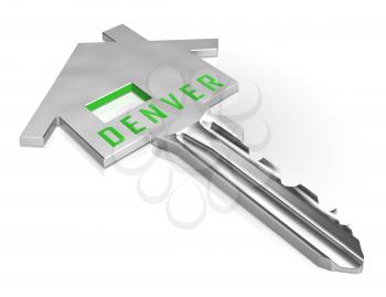 Denver Real Estate Key Illustrates Colorado Property And Investment Housing. Realty Purchasing And Selling - 3d Illustration