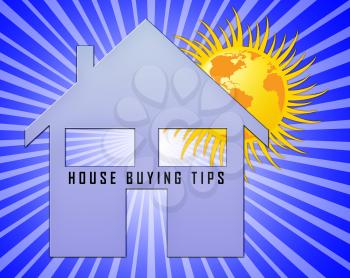 House Buying Advice Tips Icon Portrays Hints On Purchasing Property. Help And Success Negotiating Real Estate Ownership - 3d Illustration