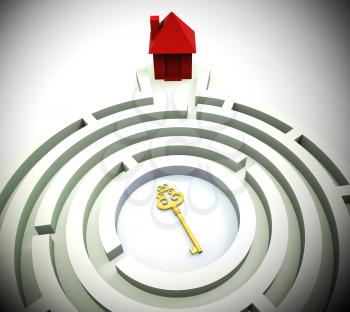 Property Scam Hoax Key Depicting Mortgage Or Real Estate Fraud. Residential Properties Realty Swindle - 3d Illustration