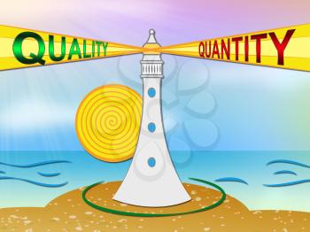 Quality Vs Quantity Words Depicting Balance Between Product Or Service Superiority Or Production. Value Versus Volume - 3d Illustration