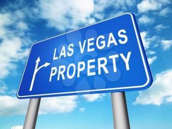 Las Vegas Real Estate Sign Depicts Houses And Homes In Nevada. Property Purchases And Development Sales - 3d Illustration